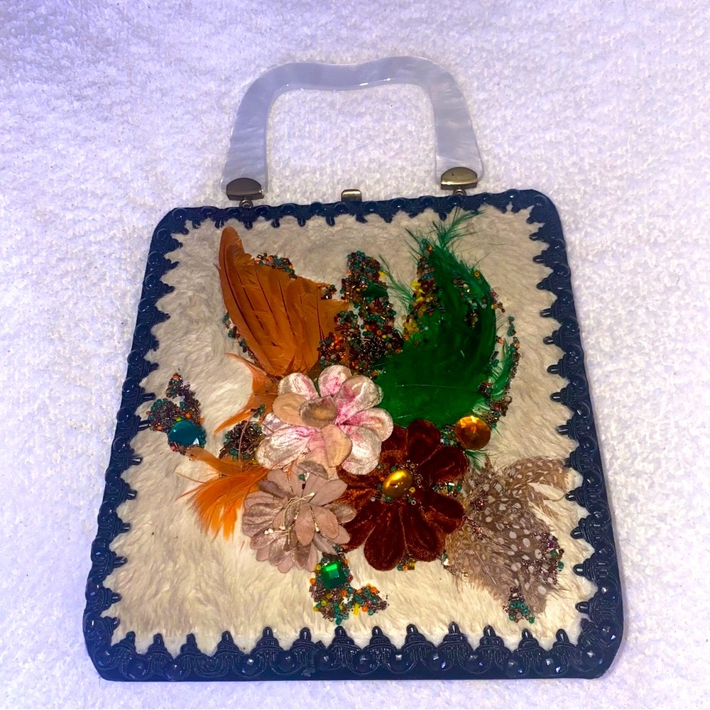 RARE Vintage Hand Decorated Original by Veldore’ Of Houston USA Hand Bag